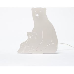 Goodnight Light Decoupage Lamp Polar Bears - Ivory