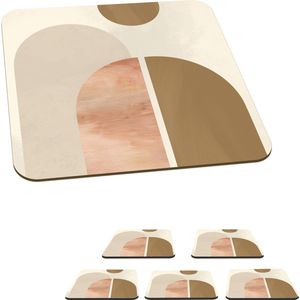 Onderzetters voor glazen - Abstract - Design - Roze - 10x10 cm - Glasonderzetters - 6 stuks