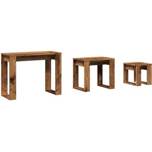 vidaXL Bijzettafel - Bijzettafels - Nest Van Tafel - Nest Van Tafels - 3-delige Bijzettafelset bewerkt hout oud houtkleurig