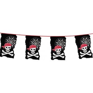 Piraten thema vlaggenlijnen doodshoofd 10 meter - Feestartikelen en versieirng
