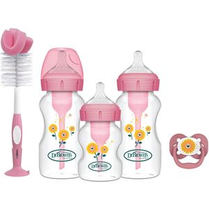 Dr. Brown's Options+ Anti-Colic Starterset - Brede halsfles - Roze