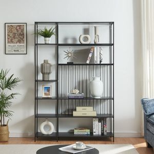 Boekenkast Rælingen open kast 180x120x32,5 cm zwart [en.casa]