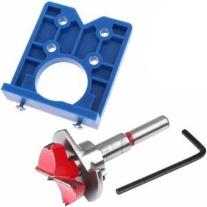 Boorgeleider - scharniermal - Boormachineaccessoires - voor 35mm scharniergaten - 77*66 mm - PP, TPR, koolstofstaal - blauw - voor timmerwerk, kastscharnieren en montageplaten