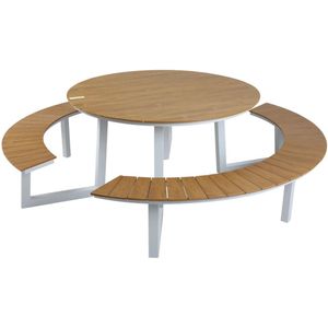 Rockwood® Picknicktafel Rockwood Aluminium Rond - Wit onderstel 1.40m