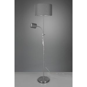 LED Vloerlamp - Vloerverlichting - Torna Owino - E27 Fitting - Rond - Mat Nikkel - Aluminium