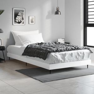 The Living Store Bedframe - Duurzaam - Bed - Afmeting- 203 x 103 cm - Kleur- Hoogglans wit