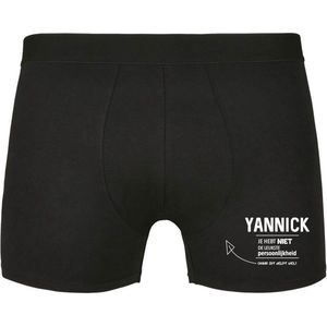 Yannick, je hebt niet de leukste persoonlijkheid, maar dit helpt wel Heren Boxershort - relatie - vriend - onderbroek - grappig