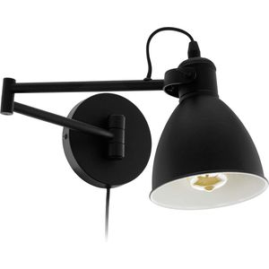 Wandlamp 1 lichtpunt vintage industrieel - metaal - woonkamerlamp - zwart - schakelaar - slaapkamer