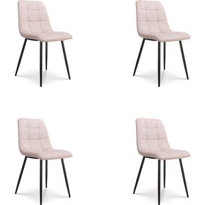 Combi Meubels Eetkamerstoel Tess velvet champagne - eetkamerstoelen set van 4 - kuipstoel -