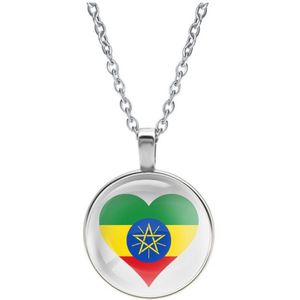 Ketting Glas - Hart Vlag Ethiopië