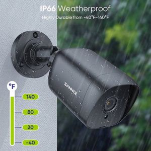 Sannce - DT81BF-CR1CP - Beveiligingscamerasysteem - 5MP - Openlucht - Bewakingscamera - Beveiligingscamera - Beveiligingscamerasysteem - 4 stuk - NTSC,PAL - Zwart