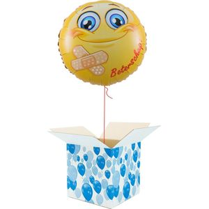 Helium Ballon gevuld met helium - Beterschap! - Smiley - Cadeauverpakking - Folieballon - Helium ballonnen beterschap