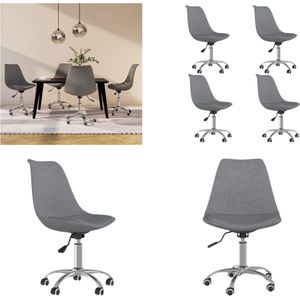 vidaXL Eetkamerstoelen 4 st draaibaar stof lichtgrijs - Eetstoel - Eetstoelen - Keukenstoel - Stoel