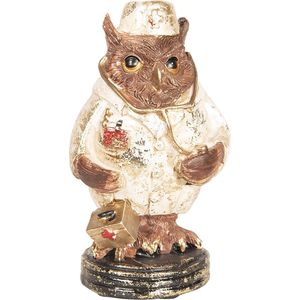 Clayre & Eef Beeld Uil 13 cm Koperkleurig Kunststof Woonaccessoires beeld decoratie Decoratieve Accessoires