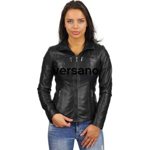 Versano Ohio Leren Dames Bikerjack Dames Jas XXL - Zwart