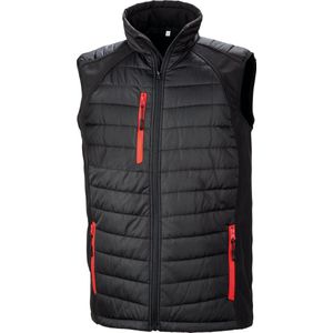 Black Compass gewatteerde softshell bodywarmer 'Result' Black/Red - 3XL