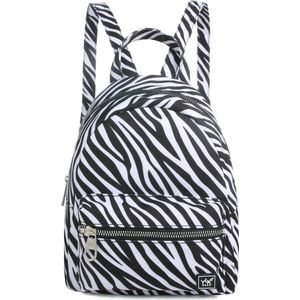YLX Mini Backpack voor dames. Zebra print, zwart/wit. Recycled Rpet materiaal. Eco-friendly