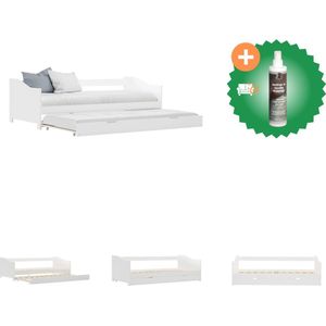 vidaXL Bedbankframe uittrekbaar grenenhout wit 90x200 cm - Bed - Inclusief Reiniger