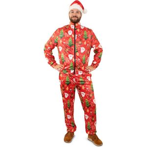 PartyXplosion - Kerst & Oud & Nieuw Kostuum - Kerst Fit Trainer - Man - Rood - Medium - Kerst - Verkleedkleding