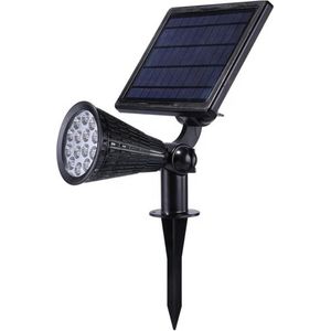 Iplux® Solar LED Tuinspot Pro+ - Krachtig model - 1200 lumen - Hoge Kwaliteit - Warm Wit - IP65 Waterproof