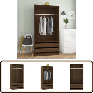 vidaXL Kledingkast Bruin Eikenhout 100x50x200 cm Kledingkast - Garderobe - Bergruimte - Houten Kast - Compact Kast