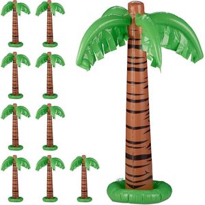 Relaxdays 10x opblaasbare palmboom - opblaas palmboom - deco - party - zwembad speelgoed