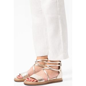 No Stress - Dames - Gouden leren sandalen met bandjes - Maat 41