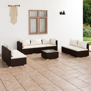 The Living Store Loungeset Hoekbank Bruin PE-rattan - 70x70x60.5 cm - Modulair