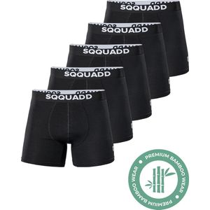 SQQUADD® Bamboe Ondergoed Heren - 5-pack Boxershorts - Maat XL - Comfort en Kwaliteit - Voor Mannen - Bamboo - Zwart