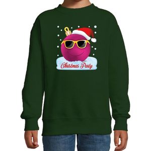 Foute kersttrui / sweater Christmas party coole / stoere kerstbal groen voor meisjes - kerstkleding / christmas outfit 152/164