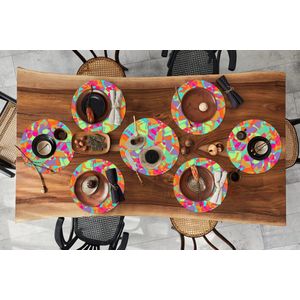 Ronde placemats - Onderlegger - Placemats rond - Lavalamp - Regenboog - Patronen - Hippie - 10 stuks