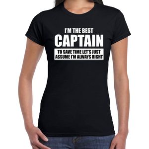 I'm the best captain - always right t-shirt zwart dames - Cadeau verjaardag kapitein - kado kapiteins XXL