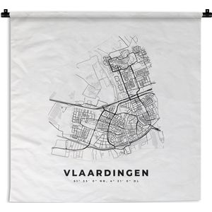 Wandkleed - Wanddoek - Nederland – Vlaardingen – Stadskaart – Kaart – Zwart Wit – Plattegrond - 180x180 cm - Wandtapijt