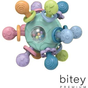 Bitey - Rammelaar Baby - Speelgoed - Bal - BPA-vrij - Grijp- en bijtspeelgoed - Spelen en ontdekken - vanaf 3 maanden - Ratel Geluiden - Blauwgroen