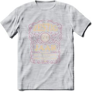 60 Jaar Legendarisch Gerijpt T-Shirt | Oud Roze - Ivoor | Grappig Verjaardag en Feest Cadeau Shirt | Dames - Heren - Unisex | Tshirt Kleding Kado | - Licht Grijs - Gemaleerd - XL