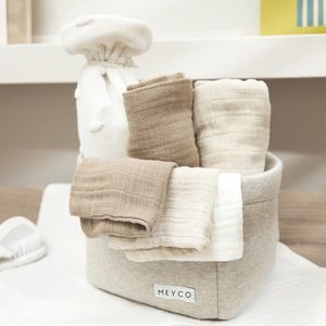 Meyco Baby Uni monddoekjes - 3-pack - pre-washed hydrofiel - offwhite/soft sand/taupe - 30x30cm