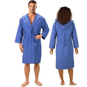 JEMIDI unisex badjas van microvezel - Voor dames en heren - Sneldrogend - Maat L in blauw - Met capuchon
