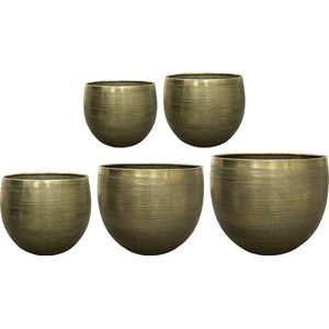 TS Collection - Bloempot Rowen - Set van 5 - Aluminium - Groen