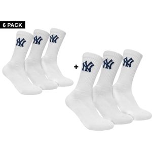 New York Yankees - 6-Pack Crew Socks - Crew Sokken - 27 - 30 - Wit