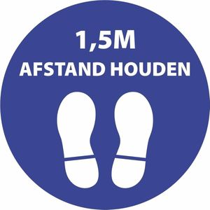 Houd afstand Corona Sticker - Vloersticker - 20 cm Blauw - COVID19 - Waarschuwingssticker - antislip