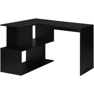 Computer Bureau - Gaming Bureau - Gaming Tafel - Computer Tafel - Hoekbureau - Laptoptafel - L-Vorm - 100x40x77cm - Ruimte voor Boeken - en Documenten - Zwart