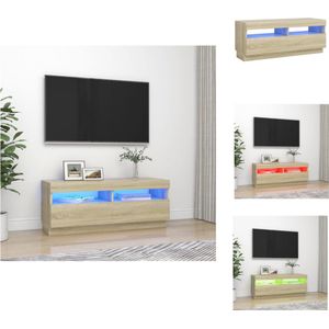 vidaXL Tv-meubel - LED-verlichting - sonoma eiken - 100x35x40cm - USB-aansluiting - Kast