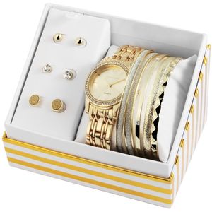 Excellanc cadeauset met dameshorloge, armbanden en oorknopjes