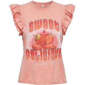 Only T-shirt Onllucy S/s Fruit Top Box Jrs 15295375 Coral Haze/sweet Dames Maat - XS