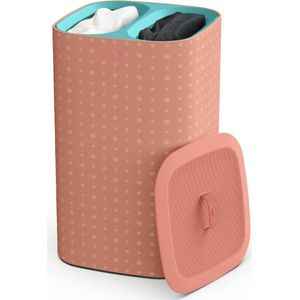 Tota Pop Wasmand met deksel 2 uitneem bare waszakken met handgrepen, 60L, Koraal/groen
