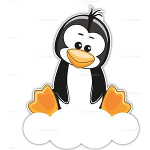 geboortebord pinguin op wolk 75 cm