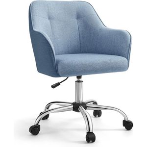 OBG019Q01 Homeoffice stoel, draaistoel, bureaustoel, in hoogte verstelbaar, tot 110 kg belastbaar, ademende stof, voor werkkamer, slaapkamer, blauw