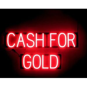 CASH FOR GOLD - Lichtreclame Neon LED bord verlicht | SpellBrite | 77 x 38 cm | 6 Dimstanden - 8 Lichtanimaties | Reclamebord neon verlichting