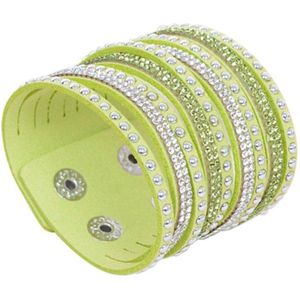 Fako Bijoux® - Armband - Breed - Strass - Lichtgroen