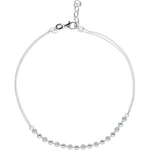Classics&More enkelbandje - zilver - gourmet 1.5 mm - bolletjes - 2 strengen - 23 + 2 cm